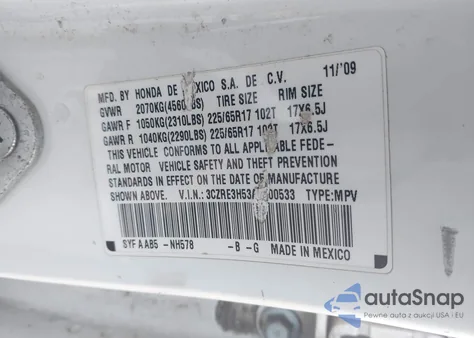 2010 Honda Cr-V Ex from USA, damaged, VIN 3CZRE3H53AG700533